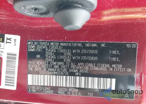 2021 Toyota Highlander Limited z USA, uszkodzony, nr VIN 5TDYZRAH9MS036726